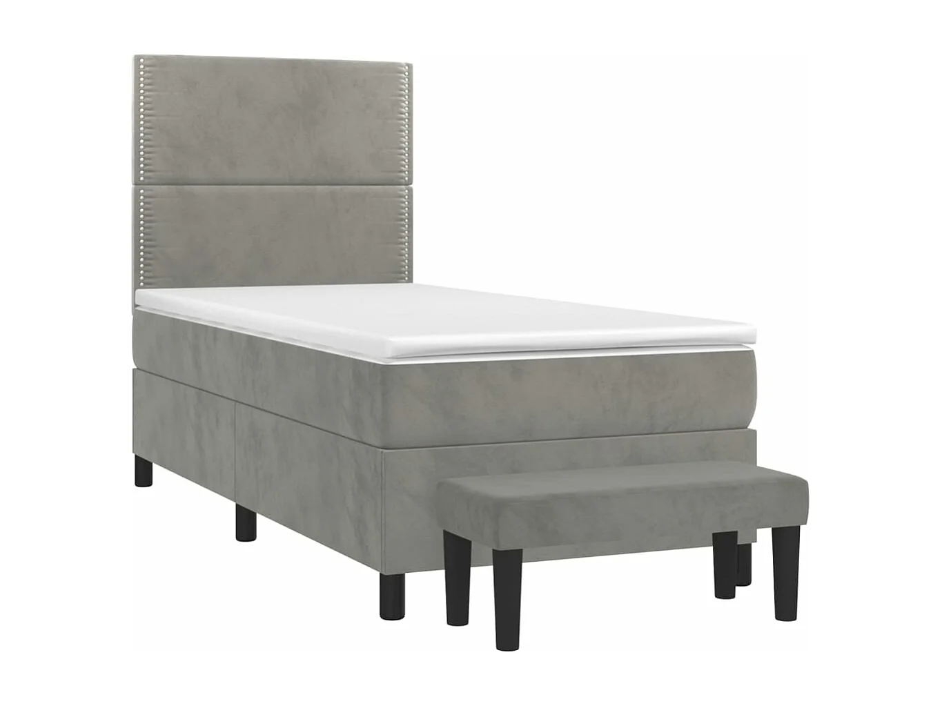 Ensemble complet boxspring - 80x200 cm + Sommier à lattes de lit + matelas Gris clair Velours FR78246