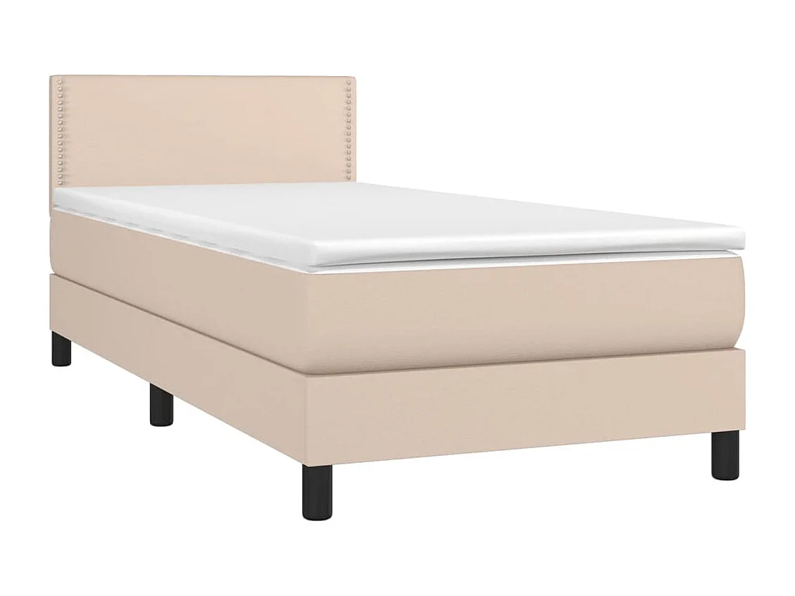 Conjunto Boxspring - 80x200 cm + Somieres + colchón cuero sintético capuchino ES46054