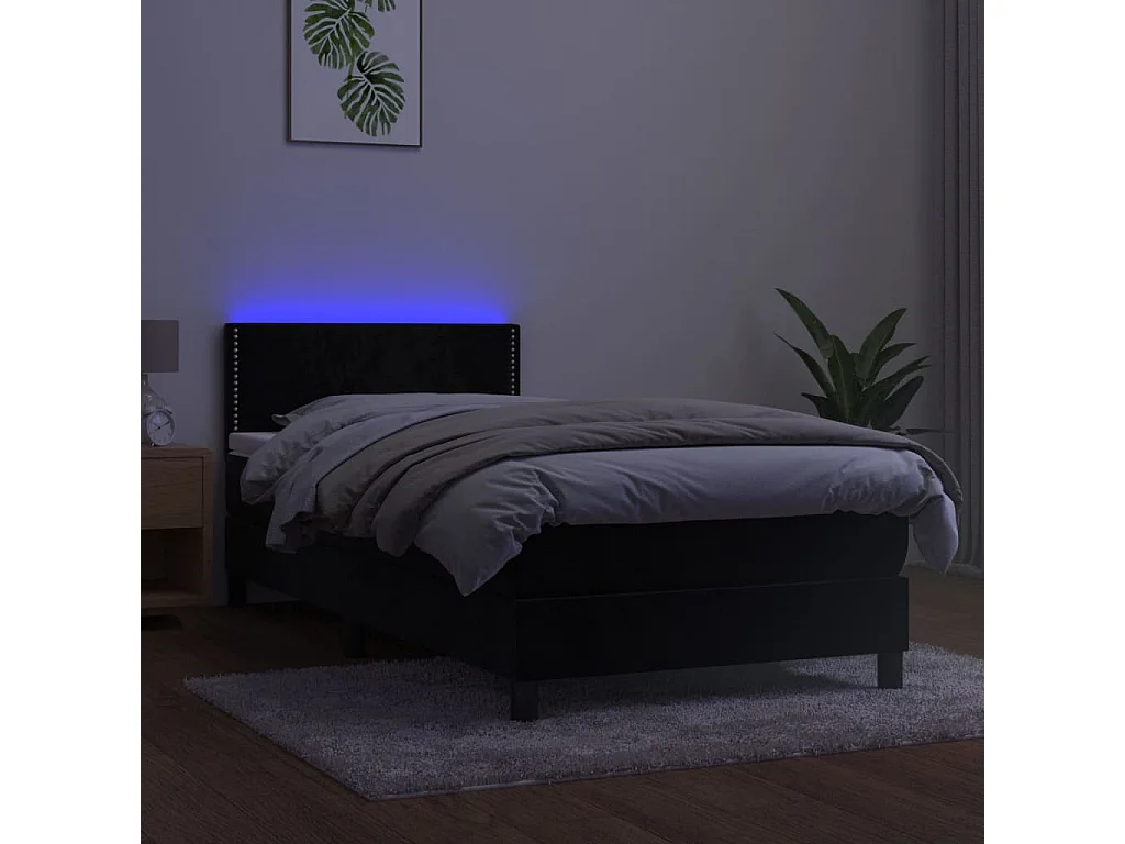 Boxspring met matras en LED fluweel zwart 90x200 cm NL34105