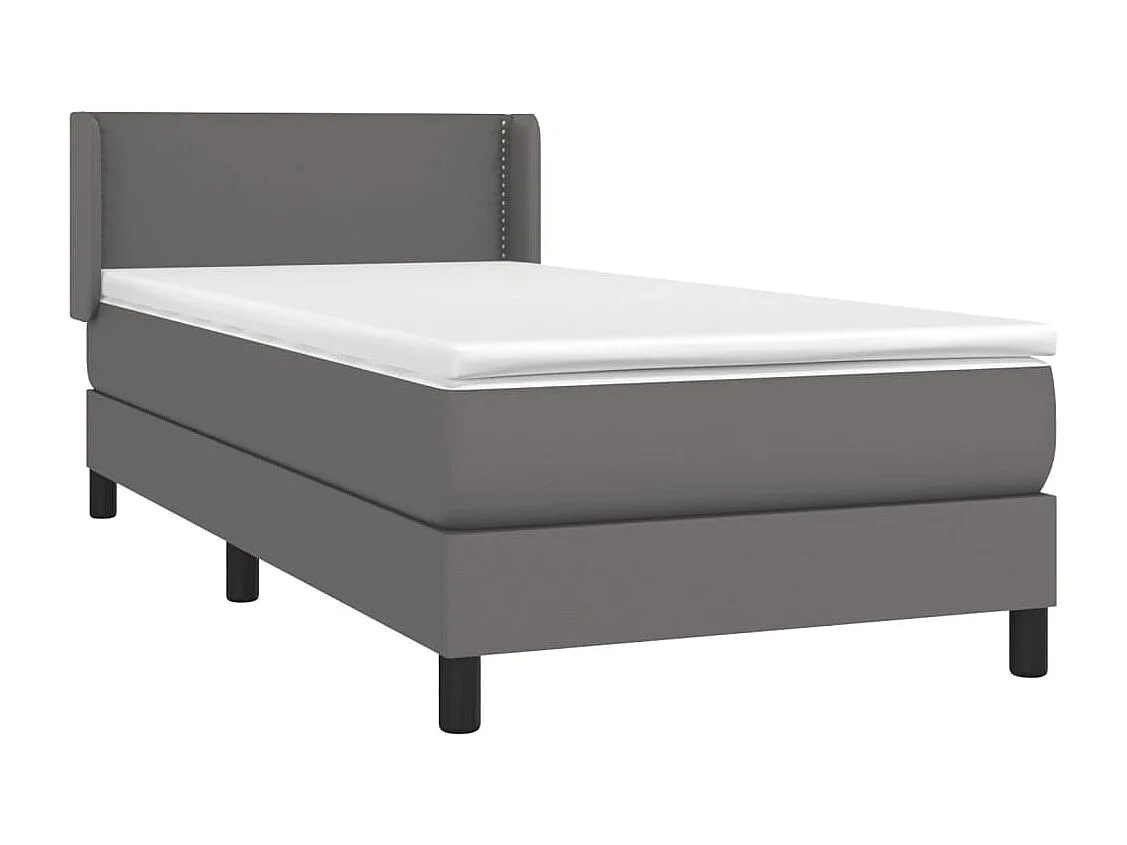 Ensemble complet boxspring - 80x200 cm + Sommier à lattes de lit + matelas Gris Similicuir FR60103
