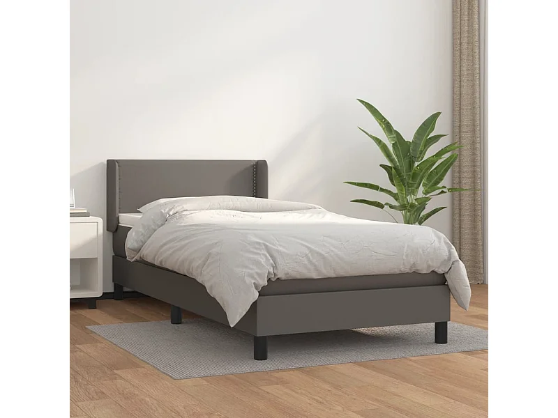 Ensemble complet boxspring - 80x200 cm + Sommier à lattes de lit + matelas Gris Similicuir FR60103