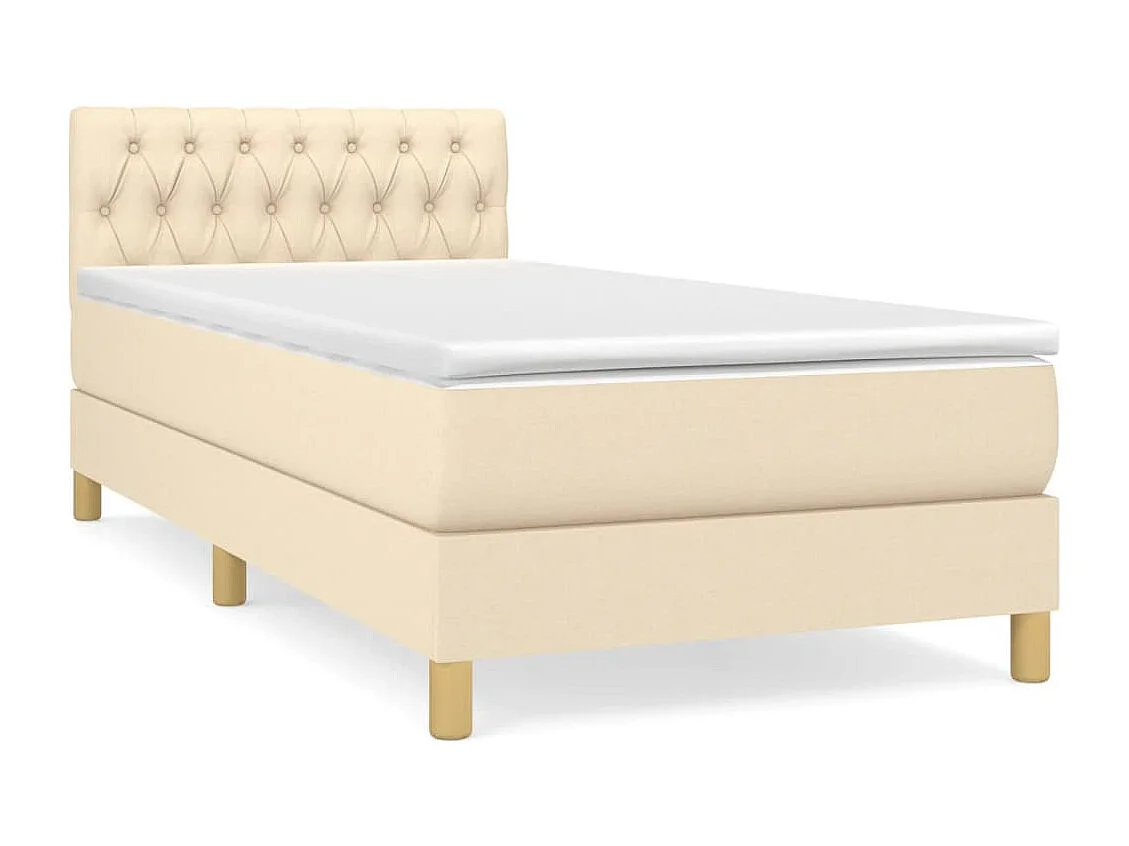 Boxspringbett mit Matratze,Bett für Schlafzimmer Creme 90x190 cm Stoff -CFW46969