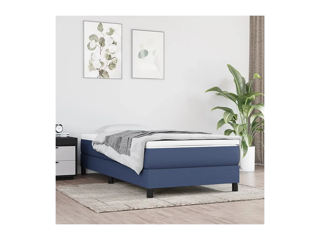 Ensemble complet boxspring - 90x190 cm + Sommier à lattes de lit + matelas Bleu Tissu FR27733