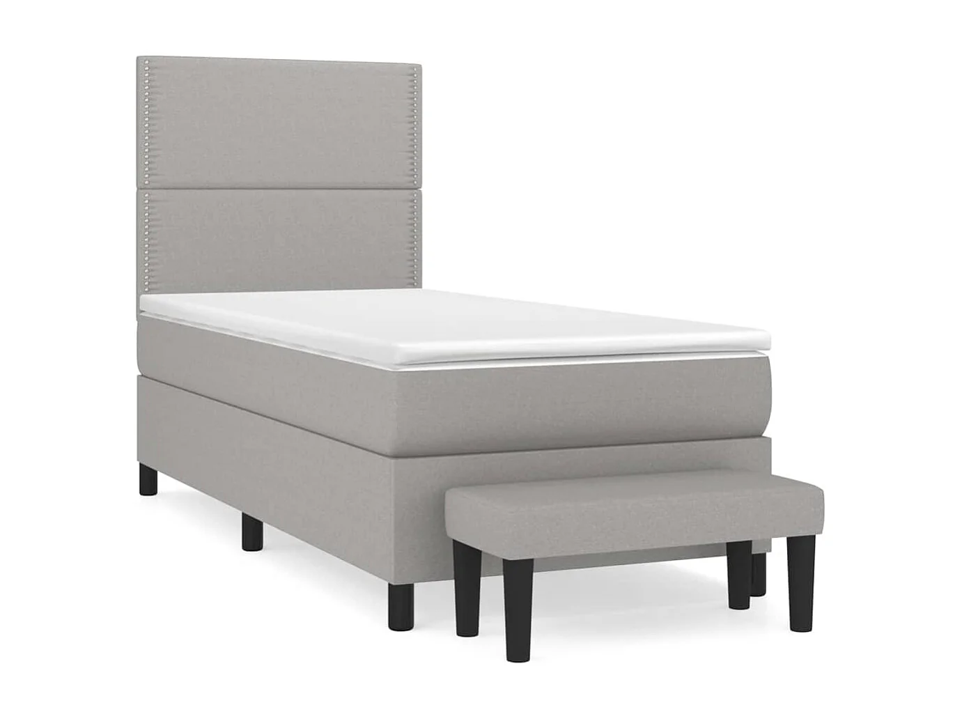 Cama continental com molas+ colchão 90x190 cm tecido cinzento-claro PT733460