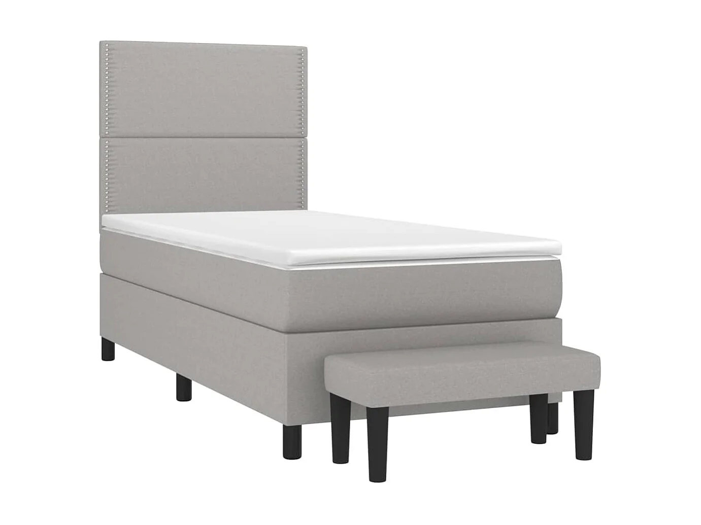 Cama continental com molas+ colchão 90x190 cm tecido cinzento-claro PT733460