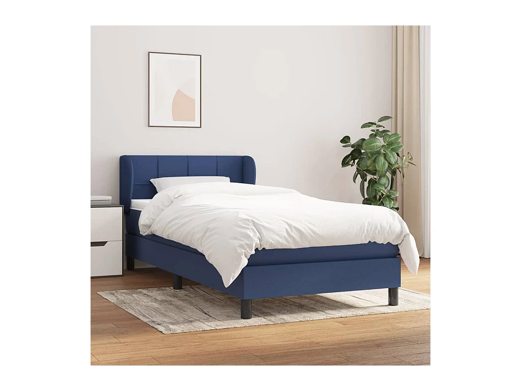 Ensemble complet boxspring - 80x200 cm + Sommier à lattes de lit + matelas Bleu Tissu FR89332