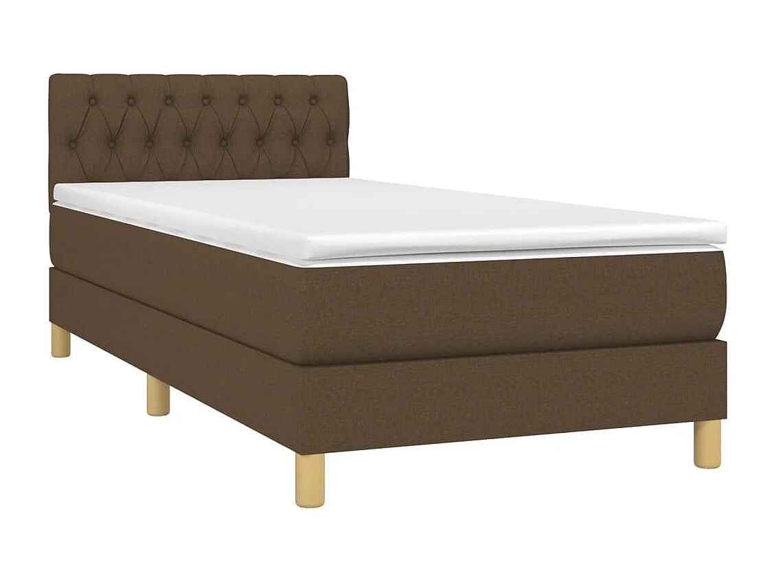 Cama continental c/ colchão/LED 100x200cm tecido castanho-escuro PT773553