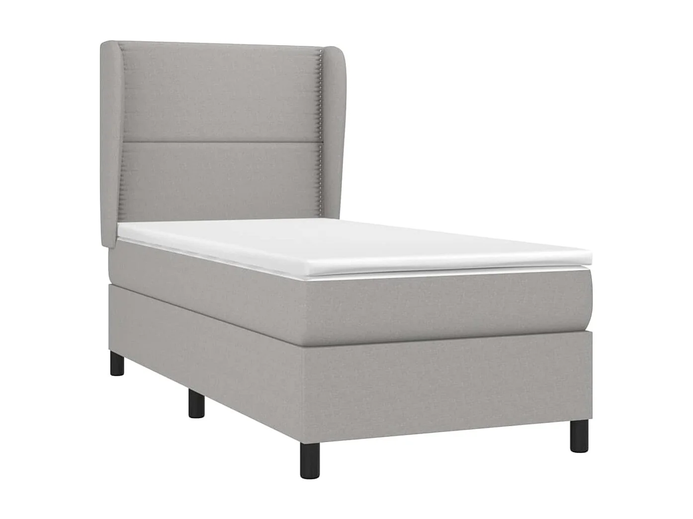 Cama continental com molas+ colchão 90x200 cm tecido cinza-claro PT648319
