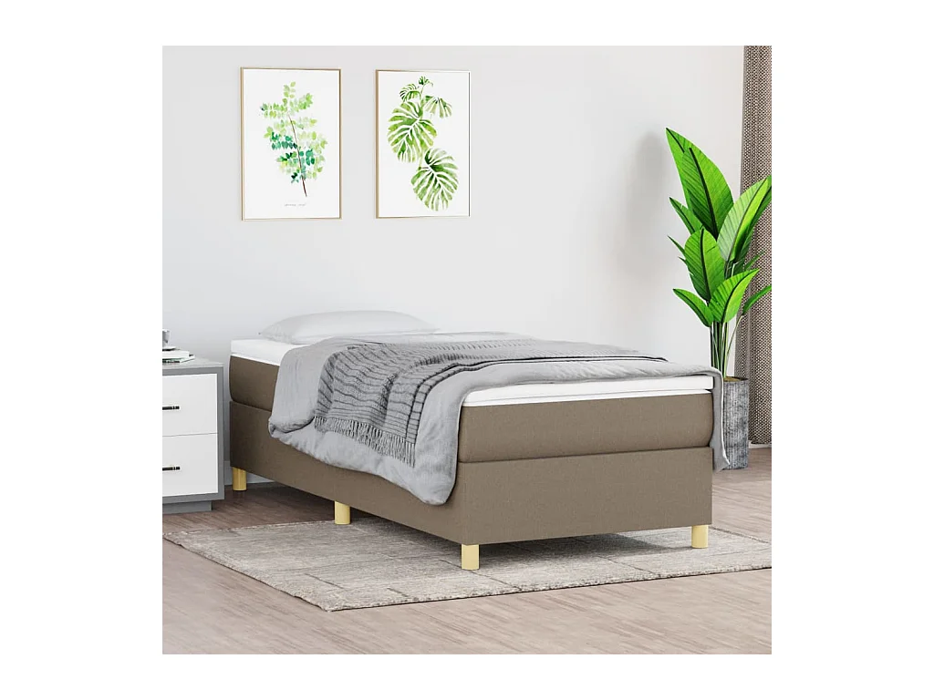 Ensemble complet boxspring - 90x190 cm + Sommier à lattes de lit + matelas Taupe Tissu FR39494