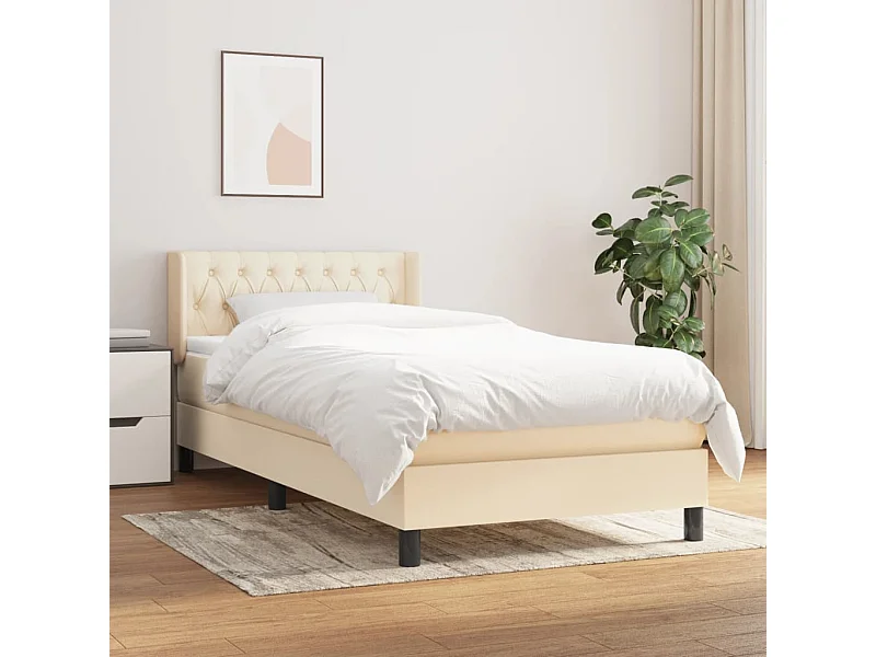 Boxspringbett mit Matratze,Bett für Schlafzimmer Creme 90x190 cm Stoff -CFW46864