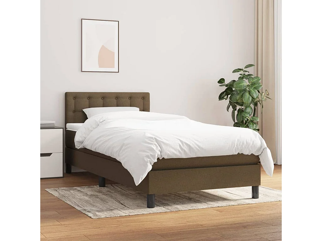 Ensemble complet boxspring - 100x200 cm + Sommier à lattes de lit + matelas Marron foncé  FR27558