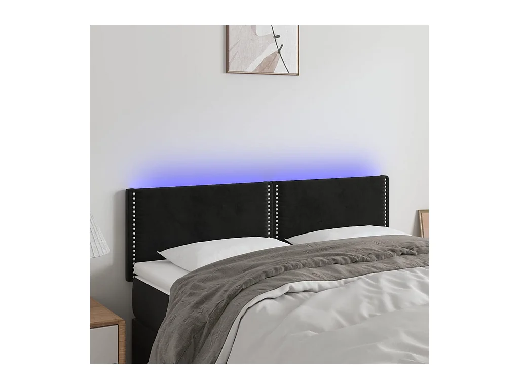 Hoofdbord LED 144x5x78/88 cm fluweel zwart NL173612