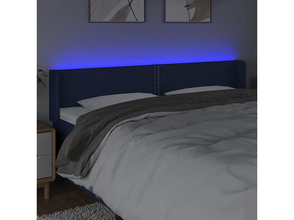 Testiera | Testata del letto a LED Blu 183x16x78/88 cm in Tessuto