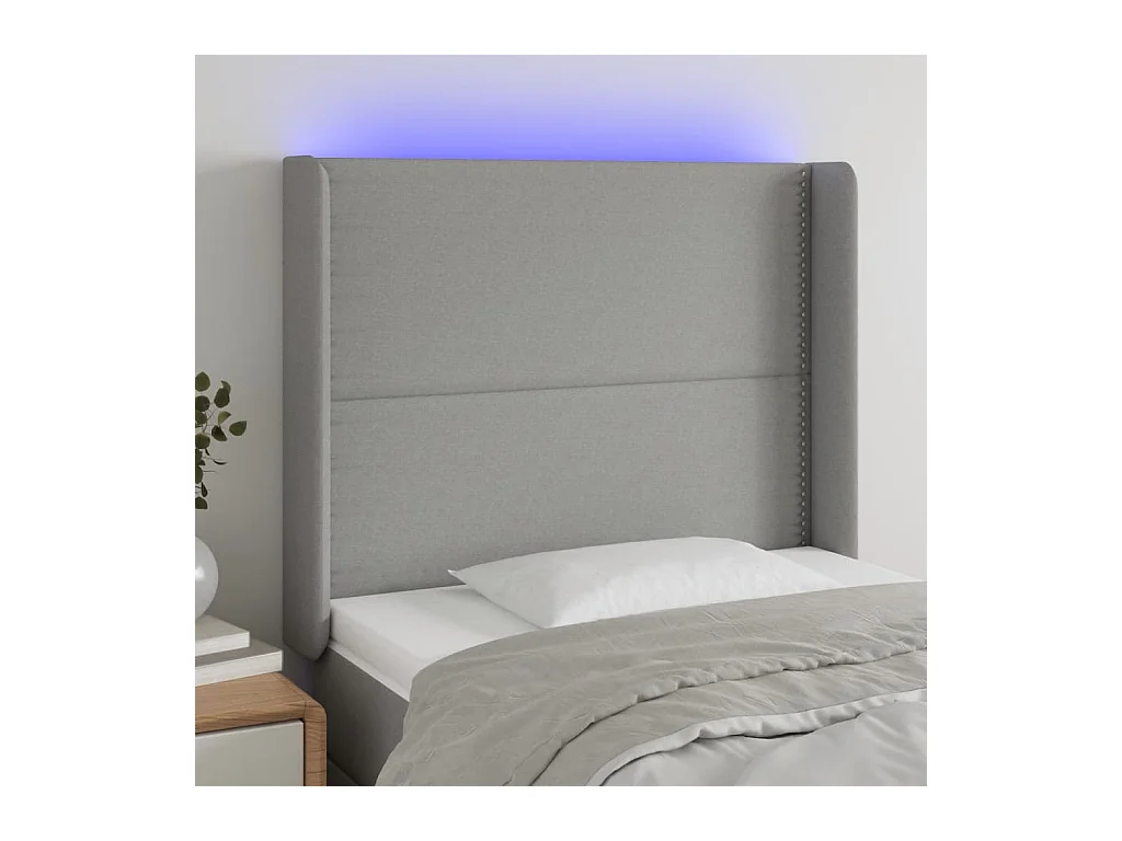 Testiera | Testata del letto a LED Grigio Chiaro 83x16x118/128 cm in Tessuto