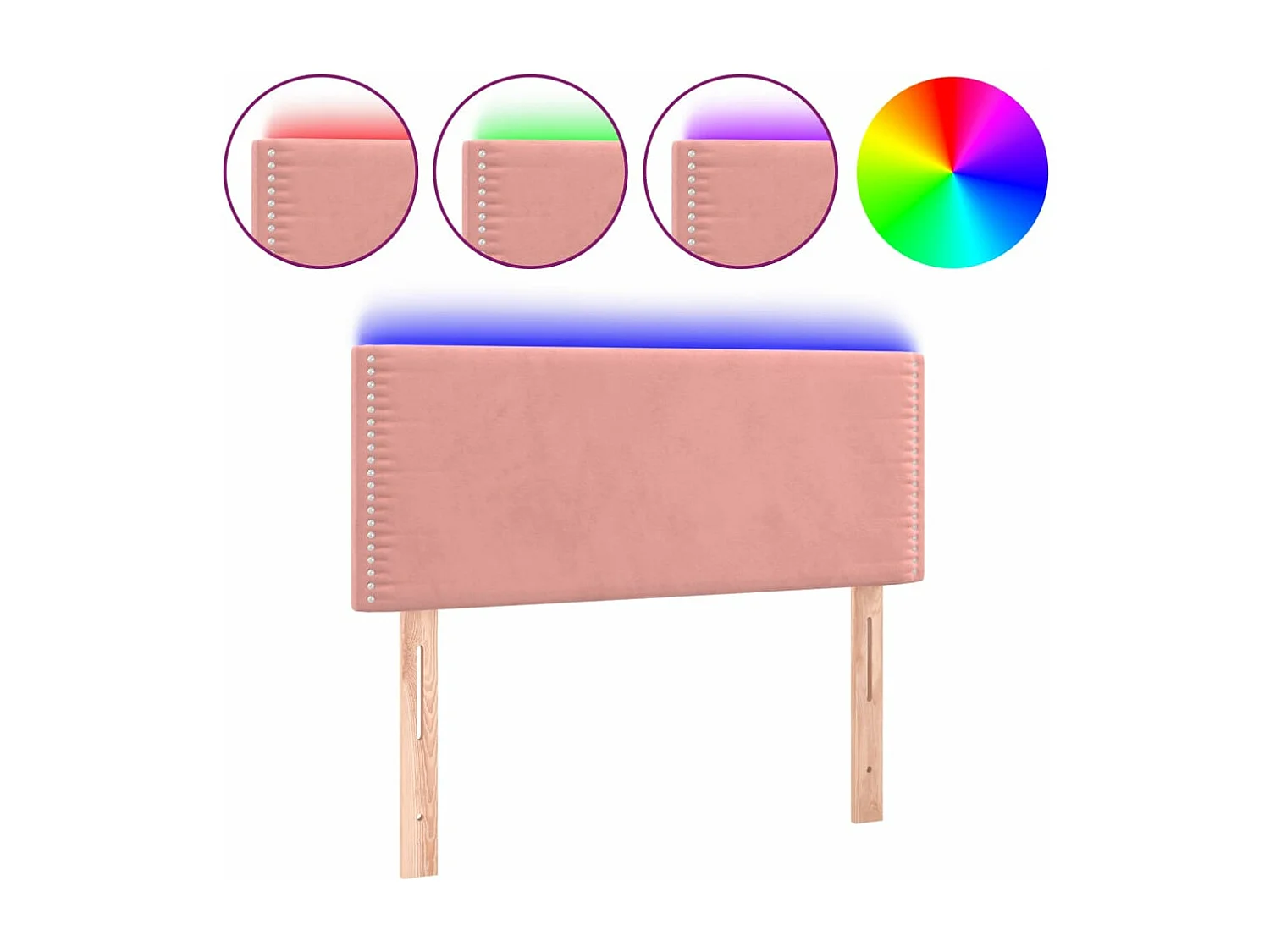 Cabecero con LED de terciopelo rosa 100x5x78/88 cm ES58915