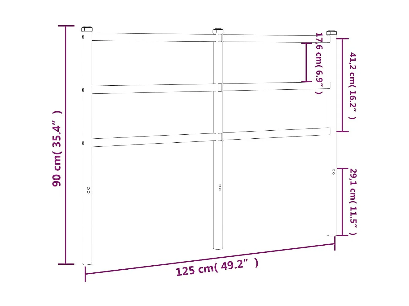 Testiera | Testata del letto in Metallo Nero 120 cm