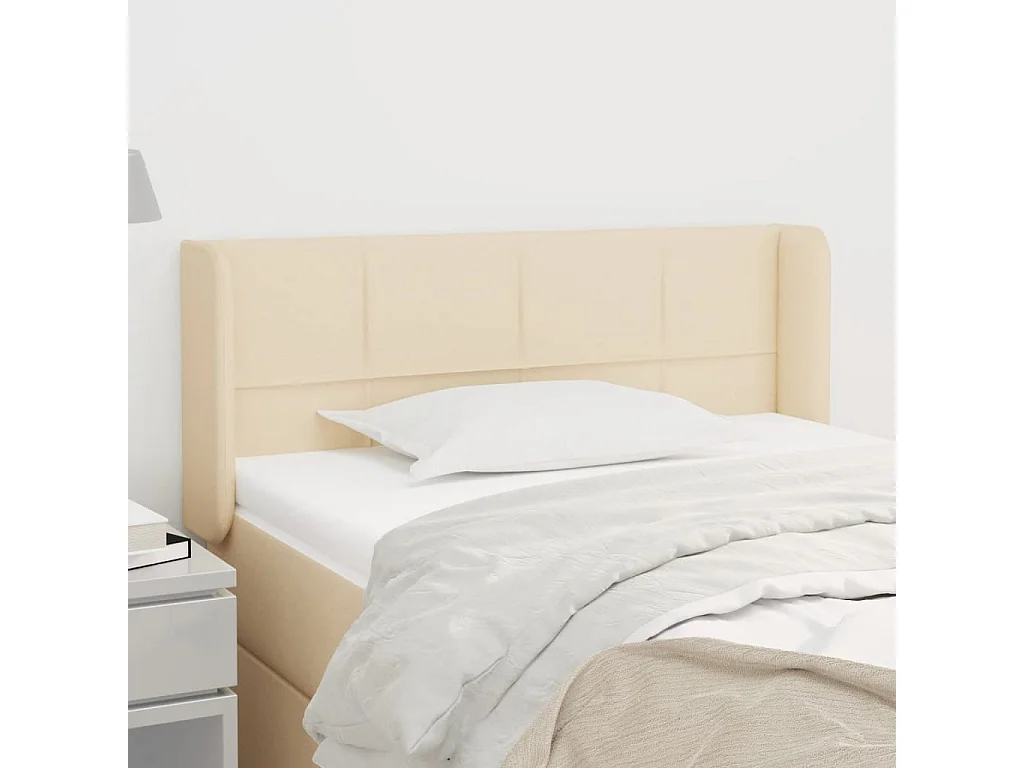 Testiera | Testata del letto ad Orecchio Crema 83x16x78/88 cm in Tessuto