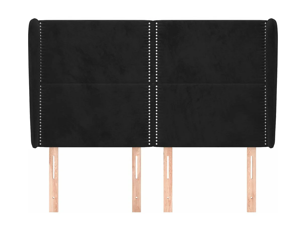 Tête de lit avec oreilles Noir 147x23x118/128 cm Velours QED59262