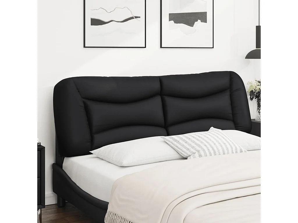 Tête de lit-Coussin noir 160 cm similicuir QED17848