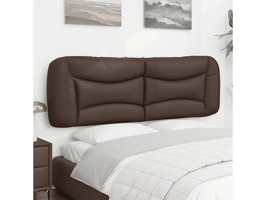 Almofadão de cabeceira 160 cm couro artificial castanho PT993514