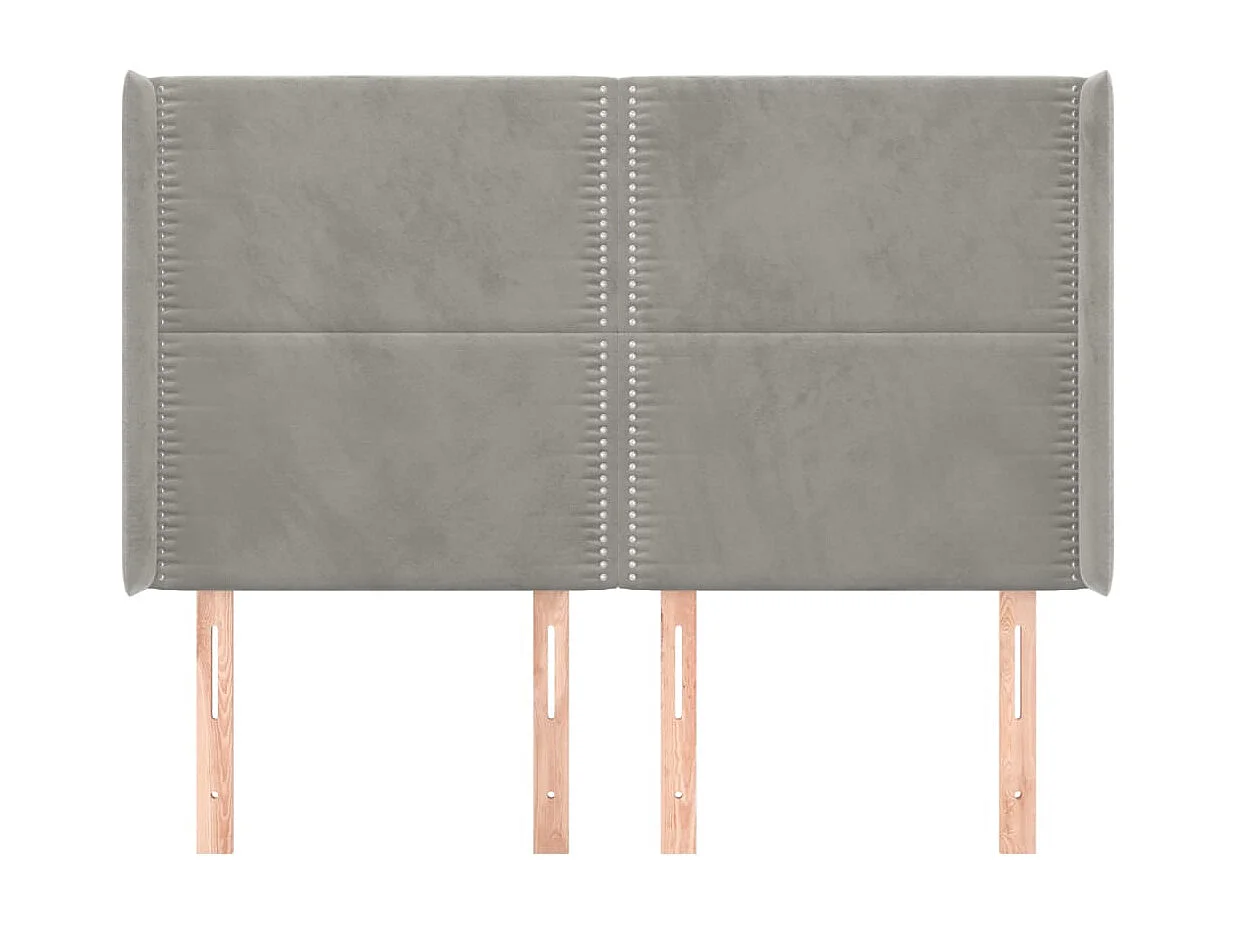 Tête de lit avec oreilles Gris clair 147x16x118/128 cm Velours QED31037