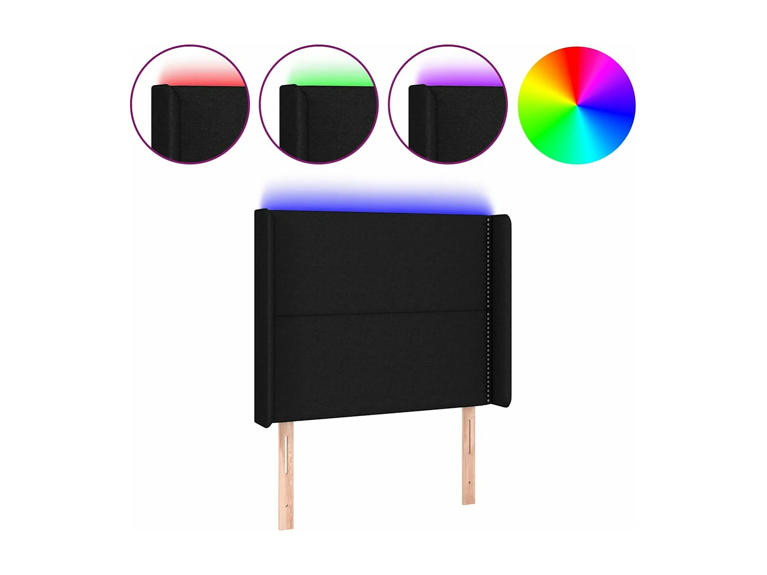 Hoofdbord LED 93x16x118/128 cm stof zwart NL659524