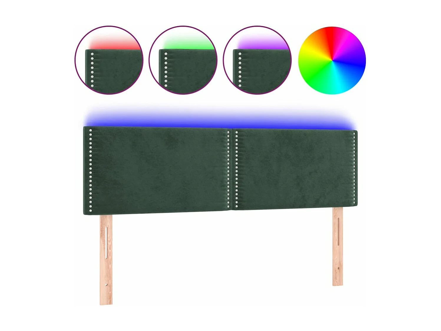 Tête de lit à LED Vert foncé 144x5x78/88 cm Velours QED15537