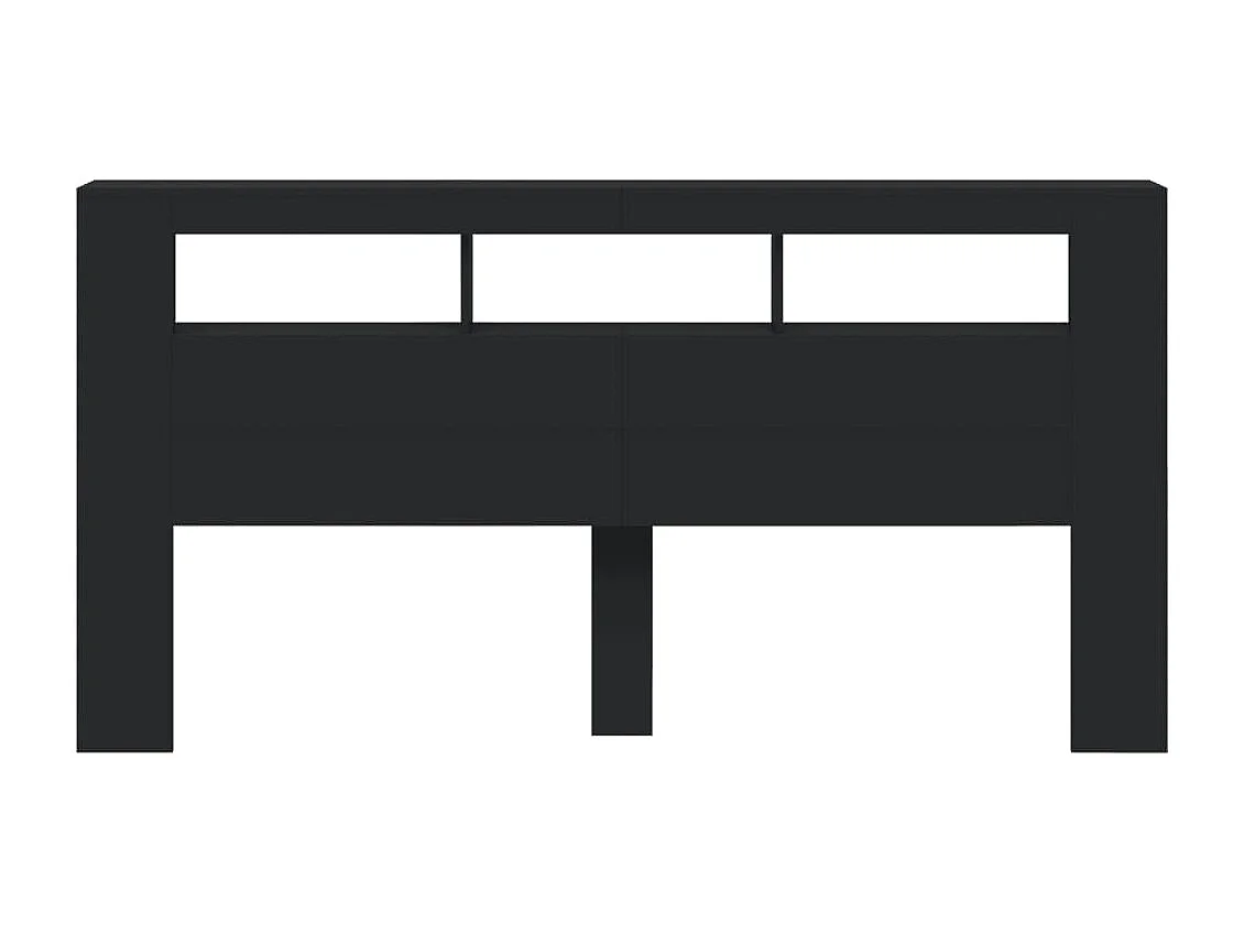 Cabeceira c/ LEDs 200x18,5x103,5 cm derivados de madeira preto PT134837