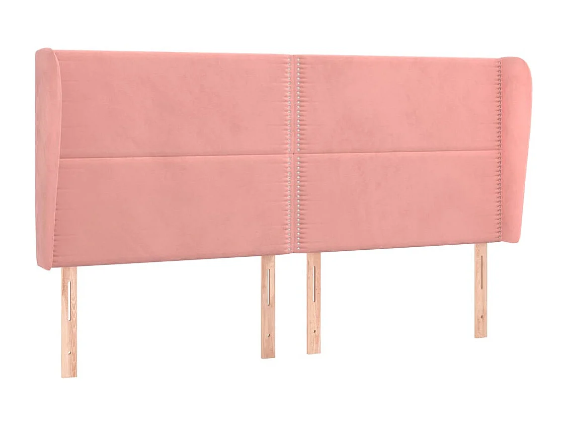 Cabecero con orejas de terciopelo rosa 203x23x118/128 cm ES79256