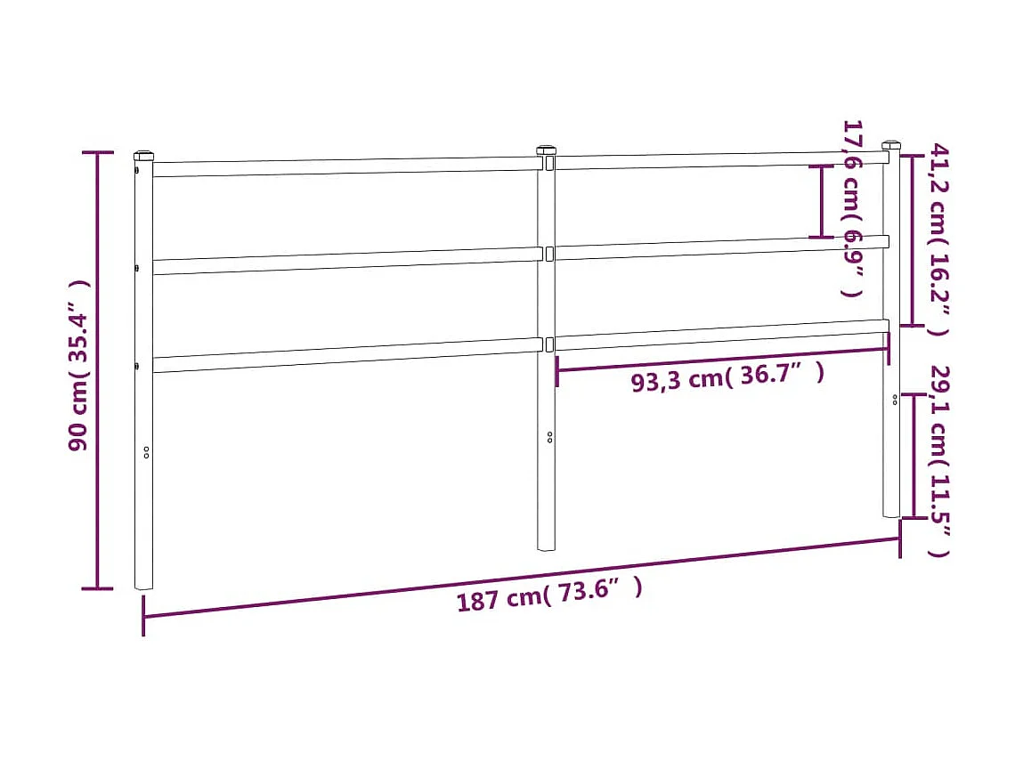 Tête de lit métal noir 180 cm QED85973