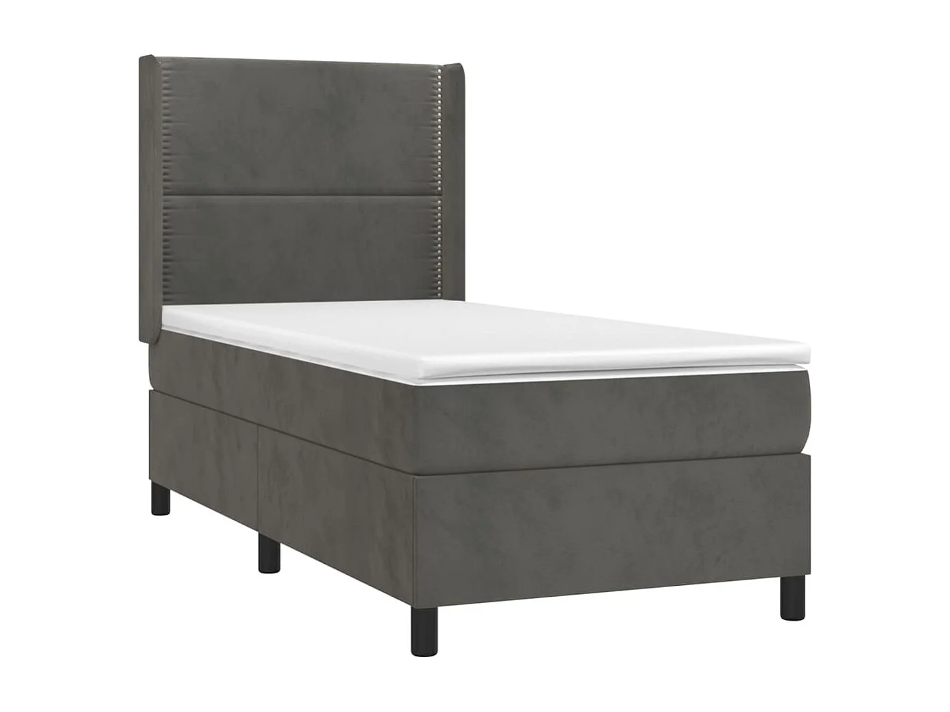 Conjunto Boxspring - 80x200 cm + Somieres + colchón + LED terciopelo gris oscuro ES43829