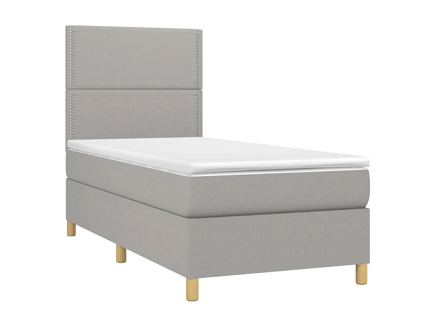 Conjunto Boxspring - 90x190 cm + Somieres + colchón + luces LED tela gris claro ES43925