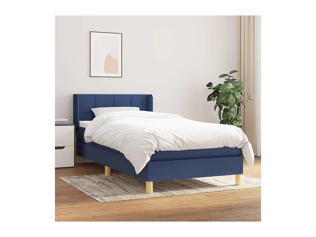 Ensemble complet boxspring - 80x200 cm + Sommier à lattes de lit + matelas Bleu Tissu FR90433
