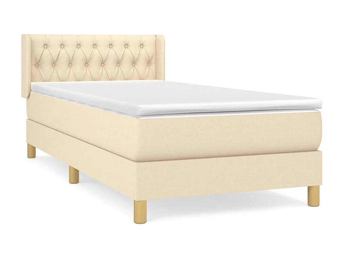 Boxspringbett mit Matratze,Bett für Schlafzimmer Creme 90x190 cm Stoff -CFW75028