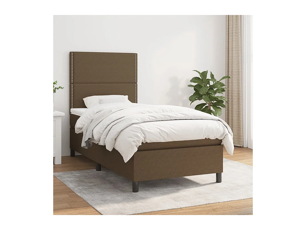Cama continental com molas+ colchão 90x190 cm tecido castanho-escuro PT179226