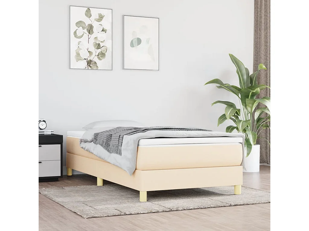 Cama continental com molas+ colchão 90x190 cm tecido cor creme PT814129