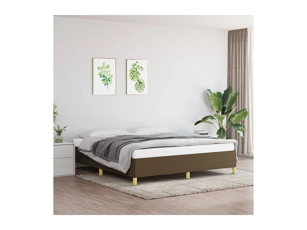 Lit-160x200 cm et Sommier à lattes de lit Marron foncé Tissu HOQW38316