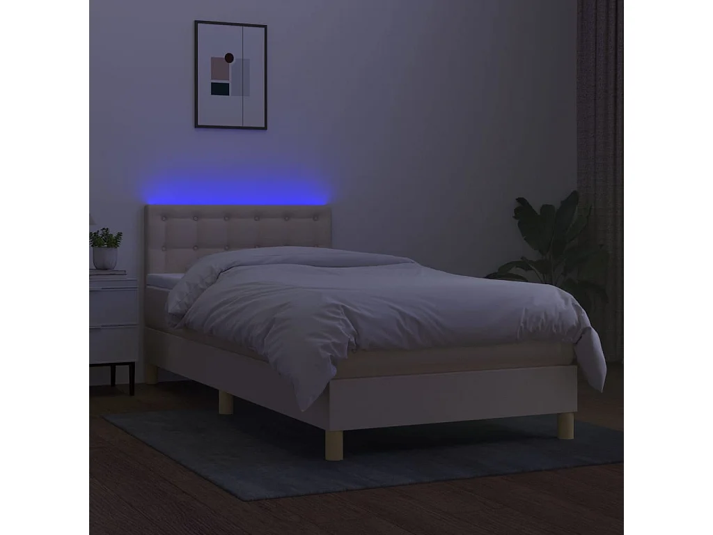 LED-Boxspringbett mit Matratze,Bett für Schlafzimmer Creme 80x200 cm Stoff -CFW27106