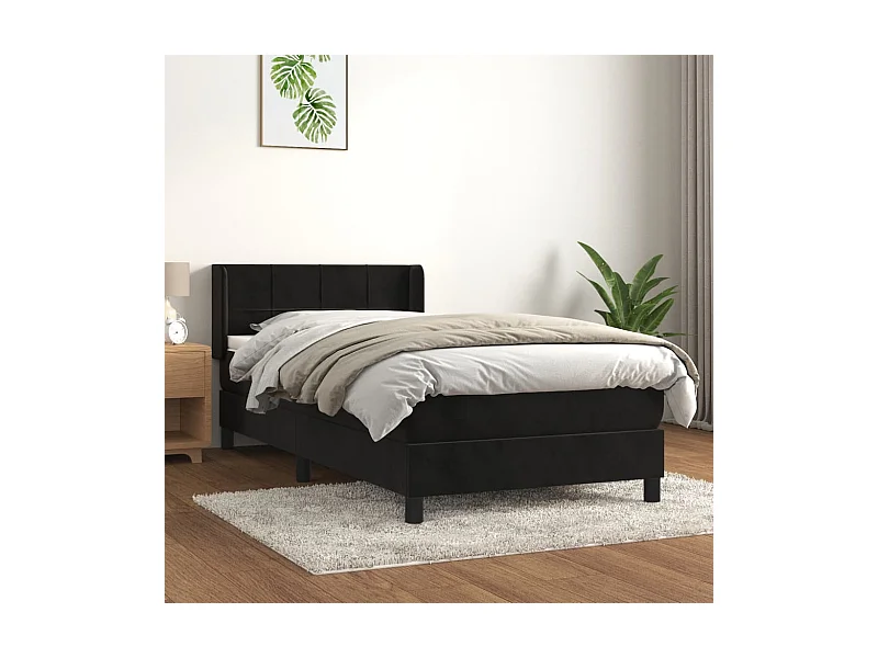 Conjunto Boxspring - 80x200 cm + Somieres + colchón terciopelo negro ES44986