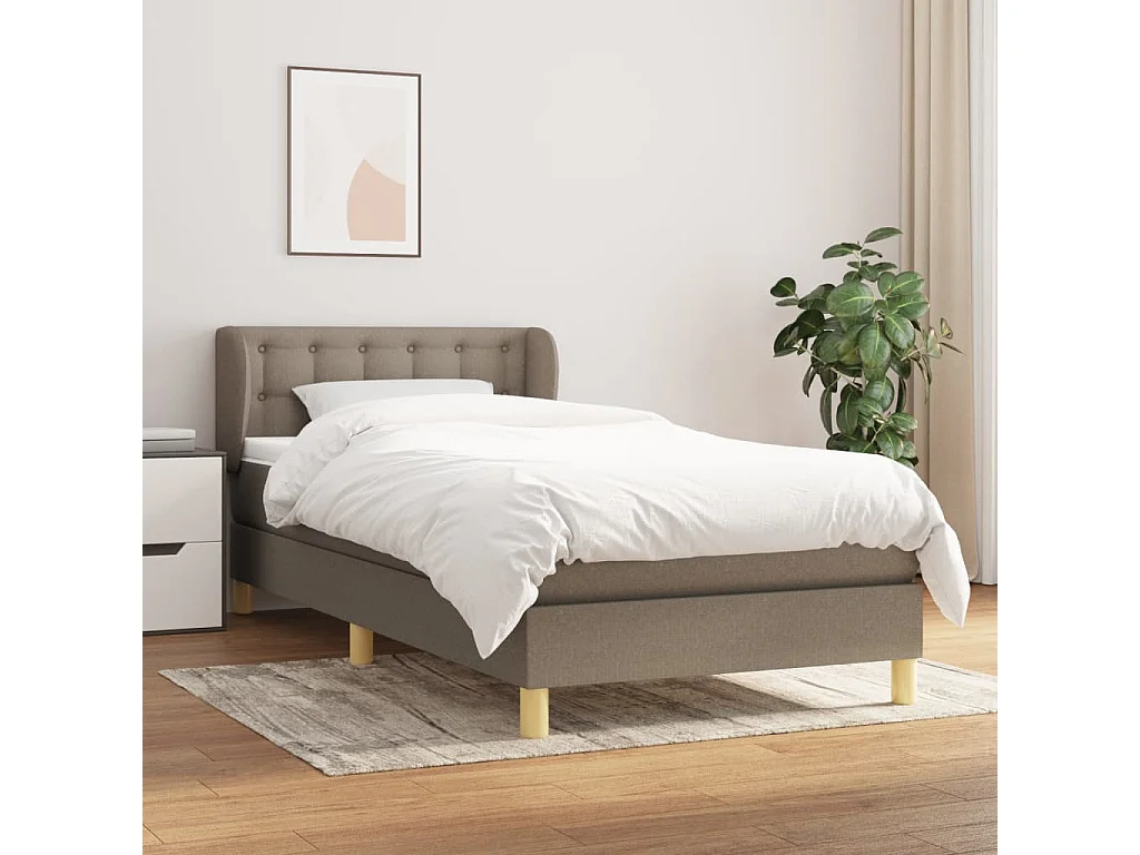 Conjunto Boxspring - 80x200 cm + Somieres + colchón tela gris taupe ES45705