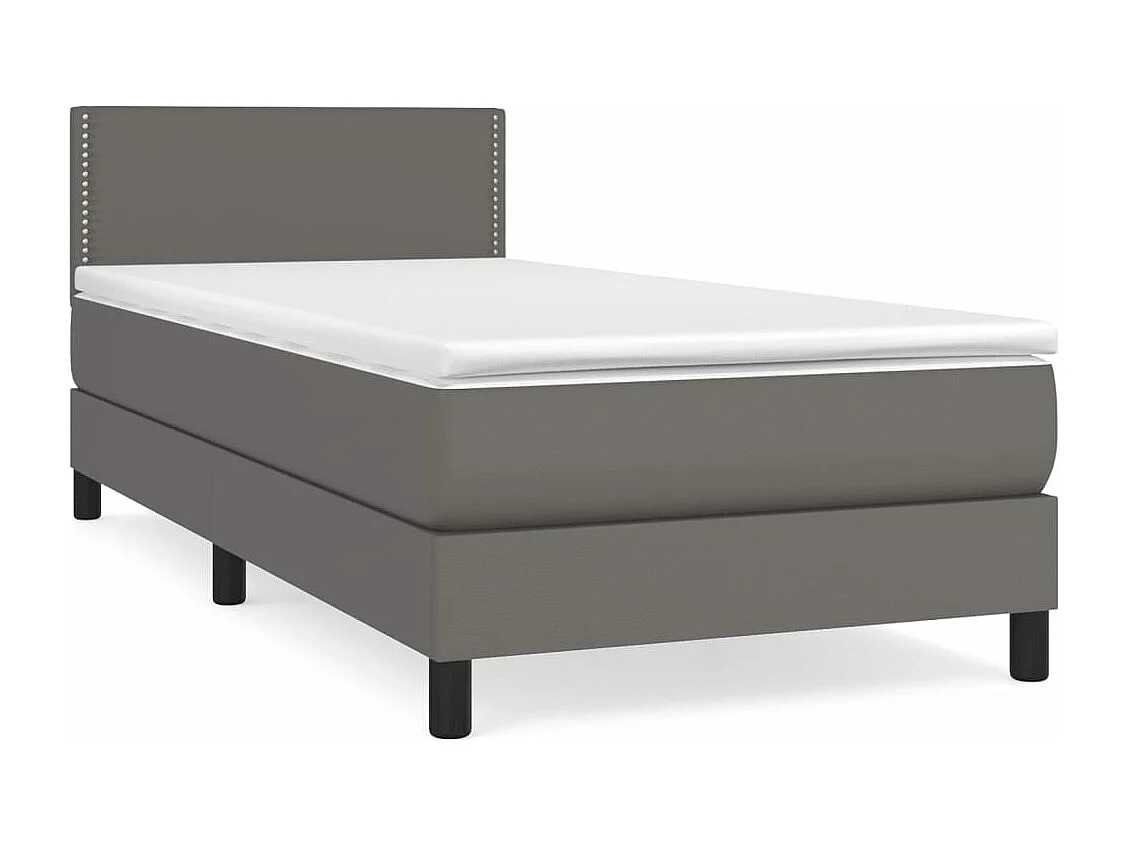 Ensemble complet boxspring - 80x200 cm + Sommier à lattes de lit + matelas Gris Similicuir FR21427