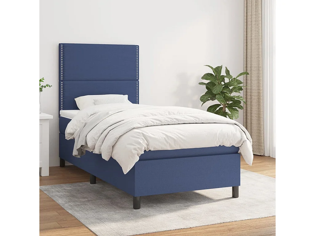 Cama continental com molas+ colchão 90x190 cm tecido azul PT940451