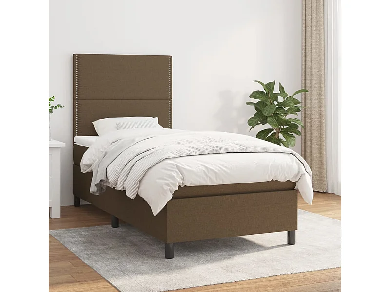 Cama continental com molas+ colchão 90x200 cm tecido castanho-escuro PT280879