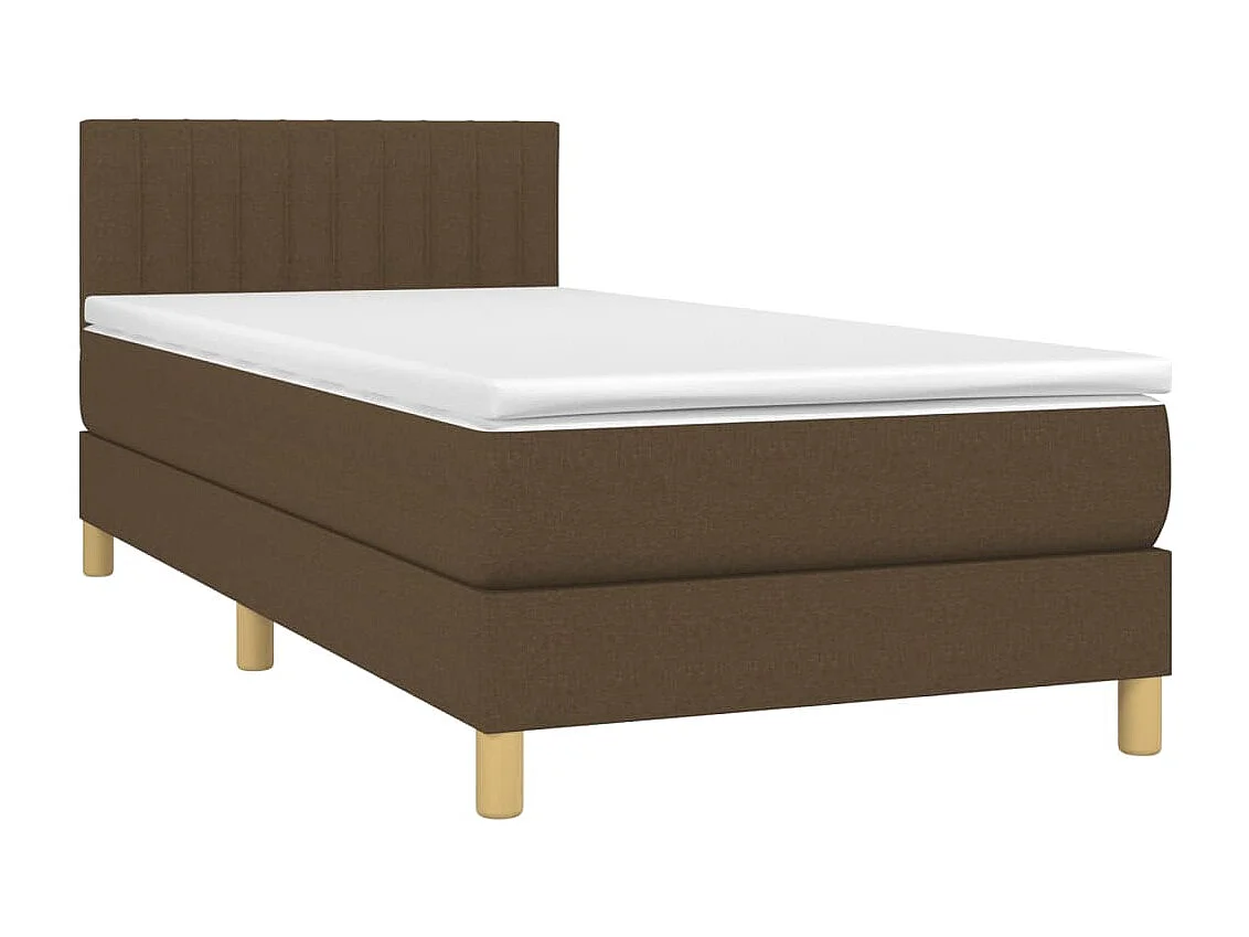 Conjunto Boxspring - 90x190 cm + Somieres + colchón LED tela marrón oscuro ES41865