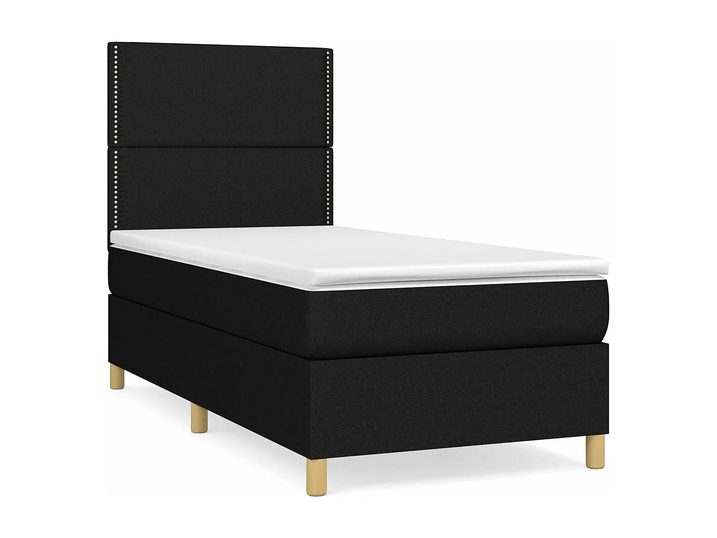 Ensemble complet boxspring - 90x200 cm + Sommier à lattes de lit + matelas Noir Tissu FR21220
