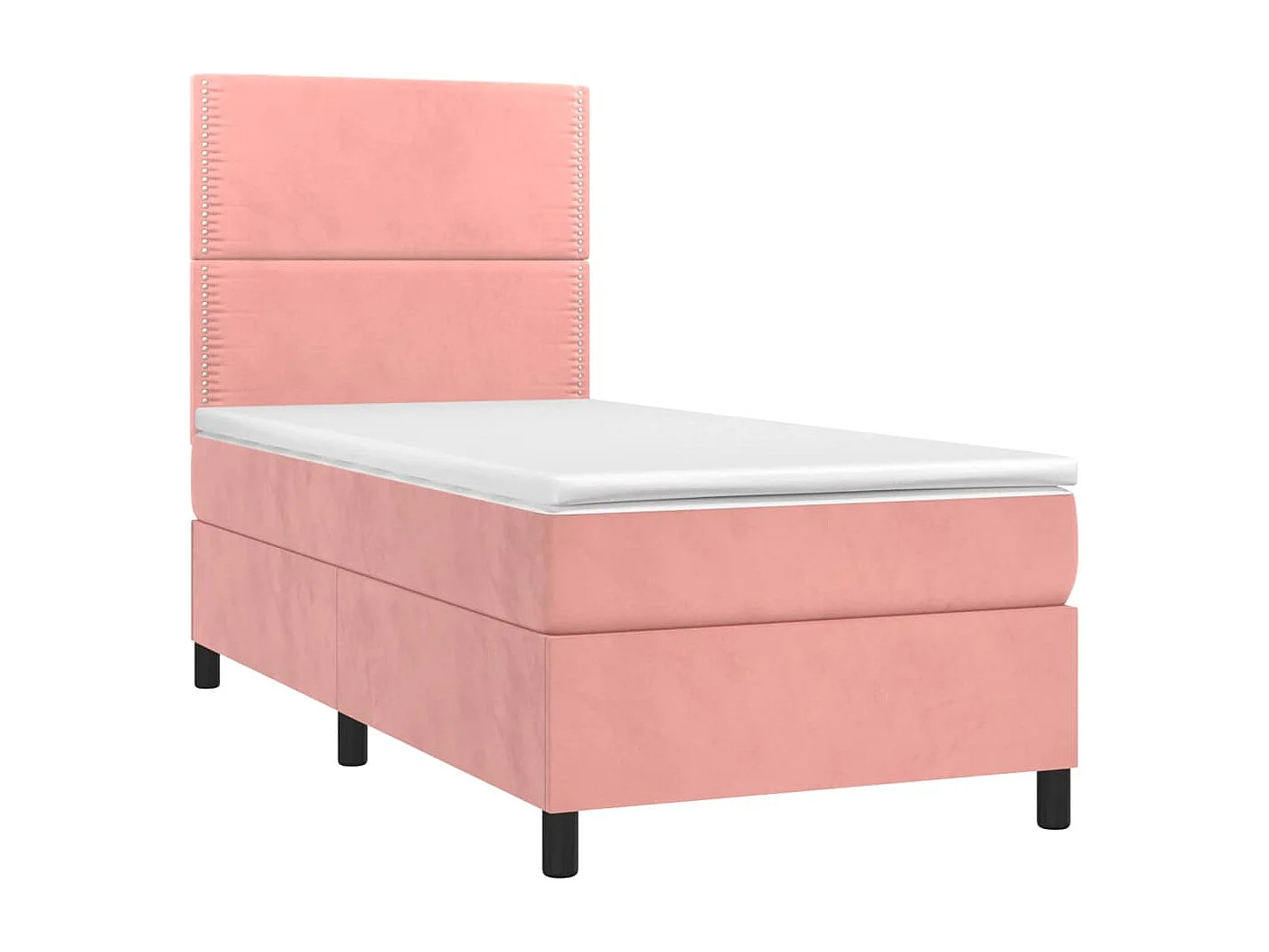 Cama continental com molas+ colchão 100x200 cm veludo rosa PT216770