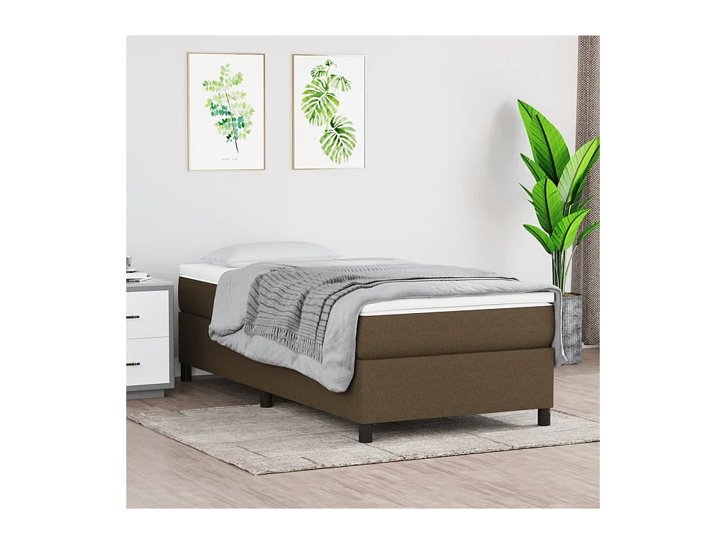 Ensemble complet boxspring - 100x200 cm + Sommier à lattes de lit + matelas Marron foncé  FR39526