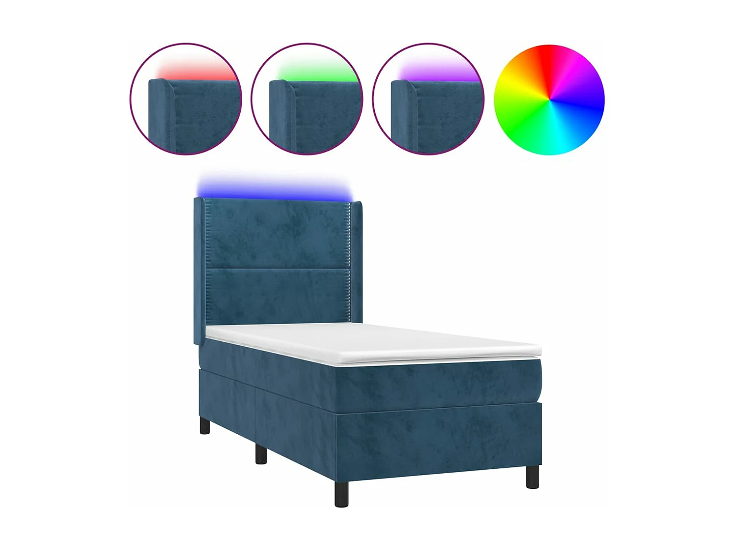 LED-Boxspringbett mit Matratze,Bett für Schlafzimmer Dunkelblau 80x200 cm Samt -CFW88970