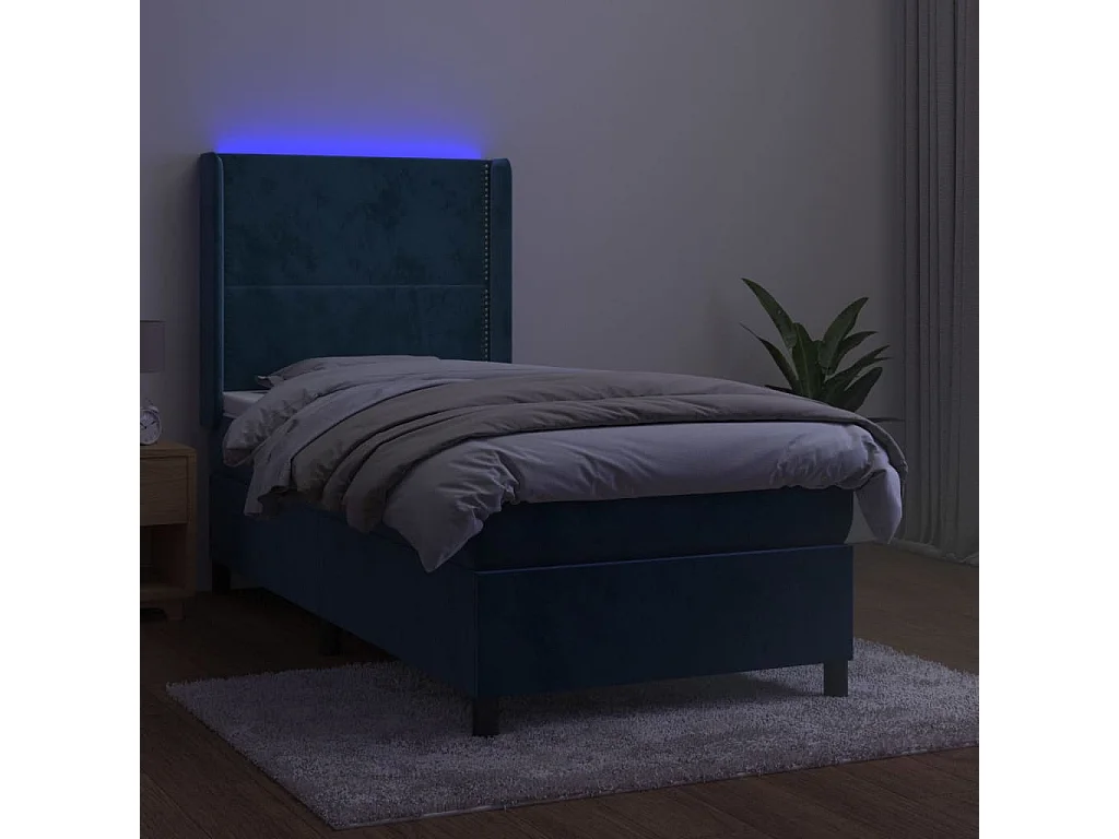 LED-Boxspringbett mit Matratze,Bett für Schlafzimmer Dunkelblau 80x200 cm Samt -CFW88970