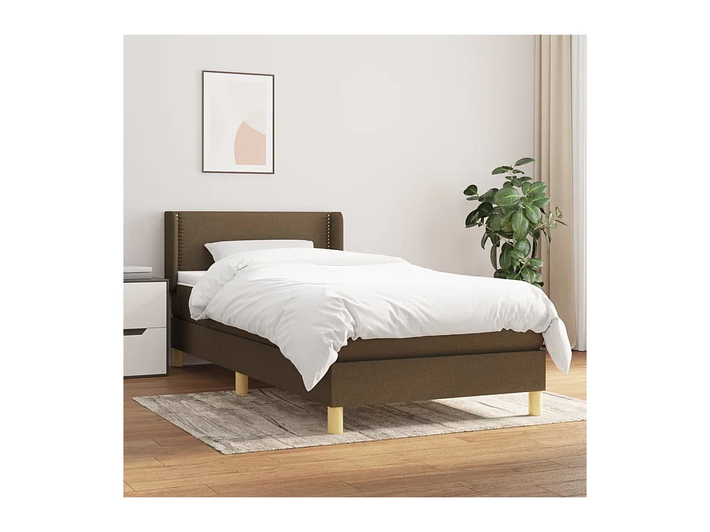 Cama continental com molas+ colchão 90x190 cm tecido castanho-escuro PT491296